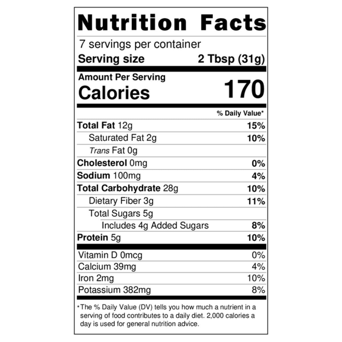 Dubai Chocolate Pistachio Butter Nutritional Facts